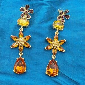 Oscar de la Renta Golden Crystal earrings